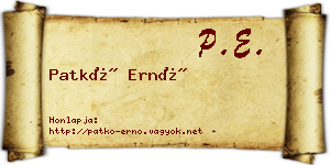 Patkó Ernő névjegykártya